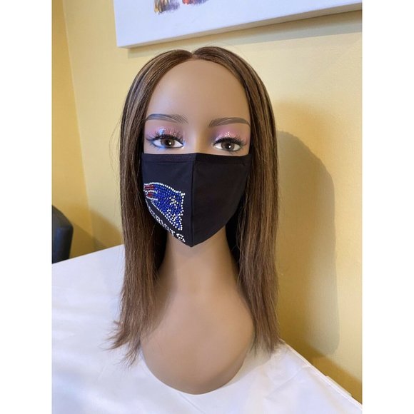 New England Patriots Rhinestone Bling Face Mask Side Logo - Picture 6 of 12